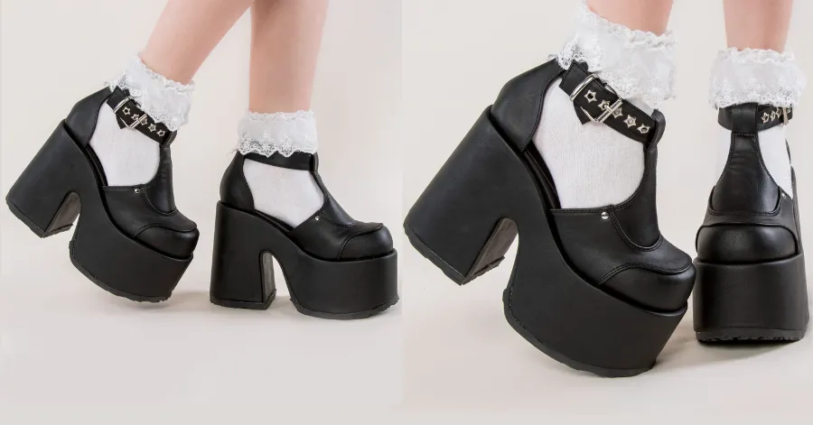 A set of Demonia Camel-103 Mary Jane Platform Shoes